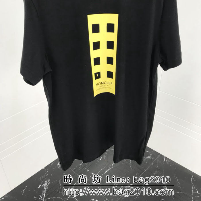 MONCLER蒙口X藤原浩聯名款 19ss早春新款 袖子魔術貼logo 黑色男款短袖 ydi2398